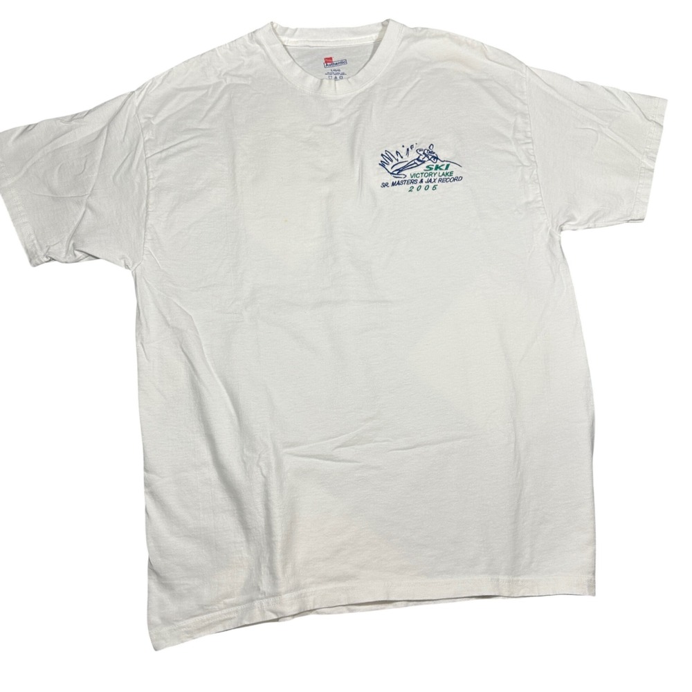 Hanes Authentic 2005 Ski Victory Lake Sr Masters Jax Record T-Shirt White Large